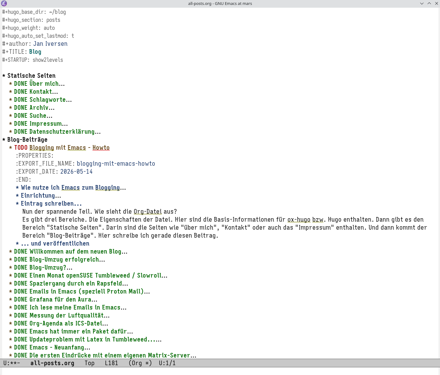 Abbildung 1: Emacs in Aktion